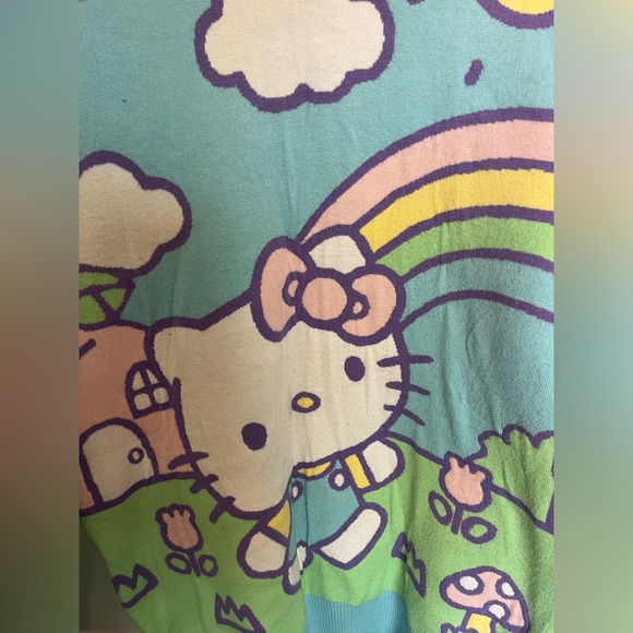 Hello Kitty Jumbo Art Pastel Knit Sweater Size Small Oversized Comfy Pullover - Picture 4 of 9